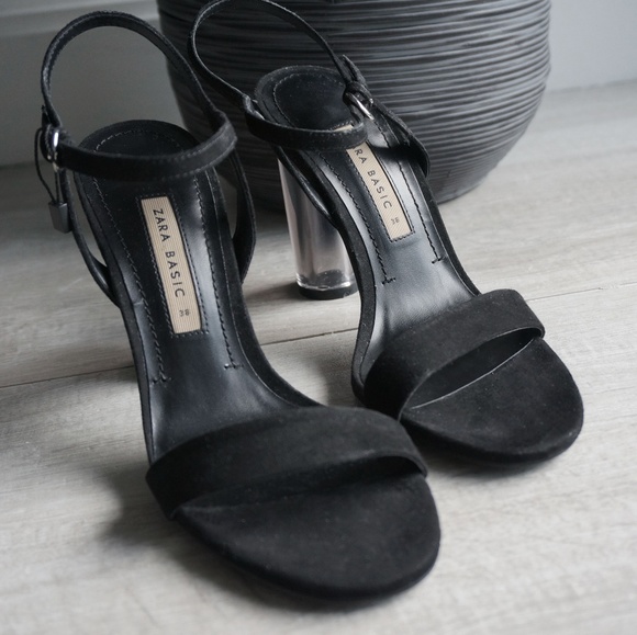 Zara Shoes - ZARA Suede/Transparent Block Heels Zara Shoes - ZARA Suede/Transparent Block Heels